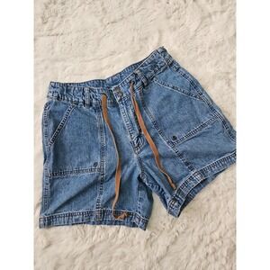 Vintage Riders by Lee Cargo Denim Shorts Drawstring High Waist Utility 12